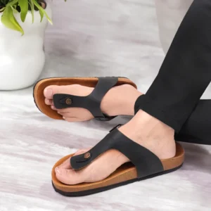 Step Birks Leather Slide- White