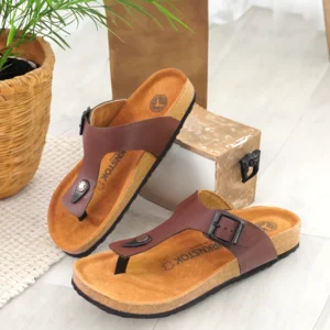 Step Briko Leather Slide- Brown